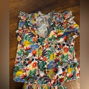 Karlie Red and Yellow Ruffled Smocked Skirt and Blouse set